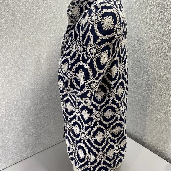 NEW SEZANE DALHIA Embroidered Button-Up Shirt • Size 2 • Blue/White - Picture 7 of 13